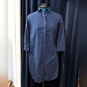 Uniqlo navy blue button down shirt dress with pockets, XS